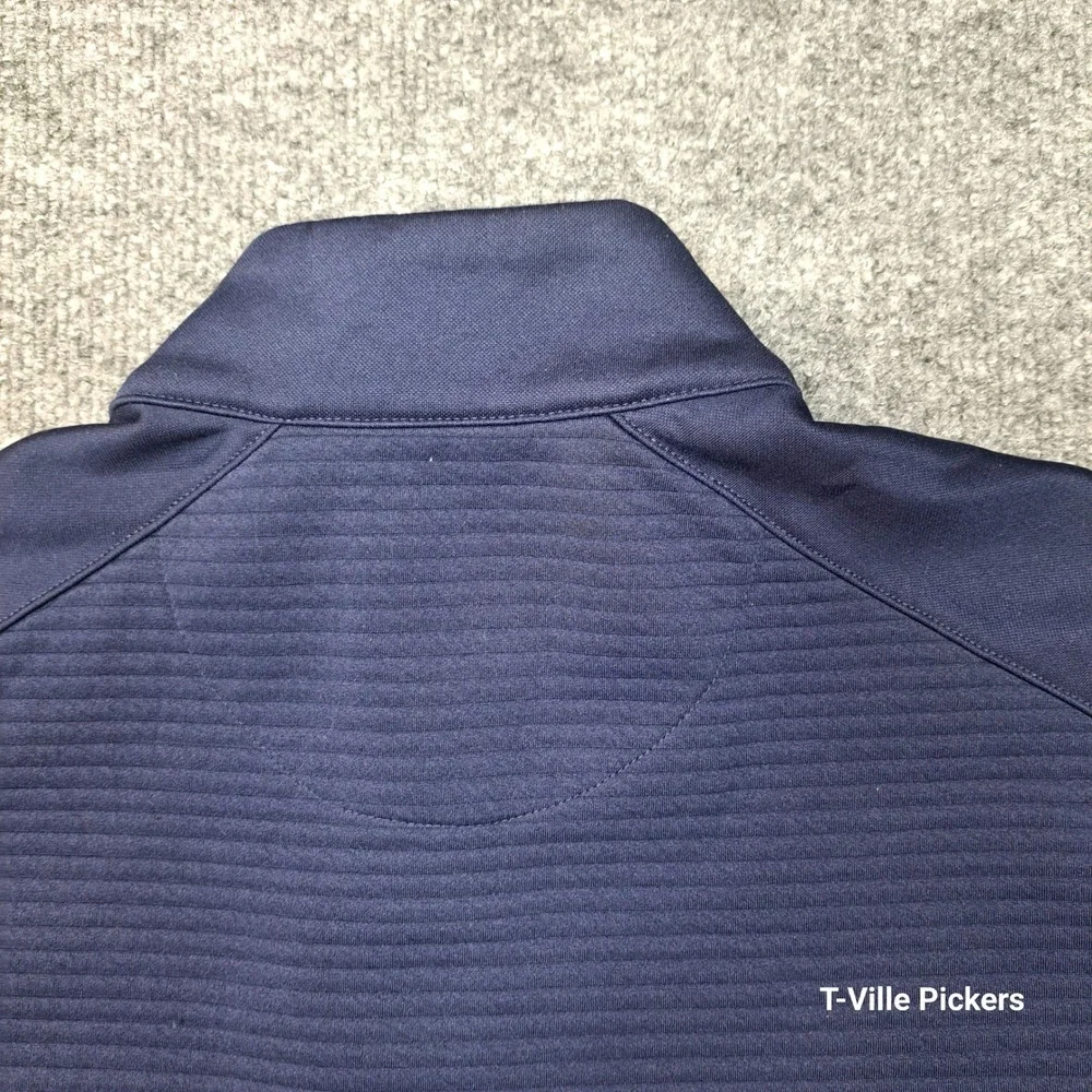 Callaway Opti-Dri Mens Navy Blue Ribbed Quarter Zip Golf Pullover Jacket Medium